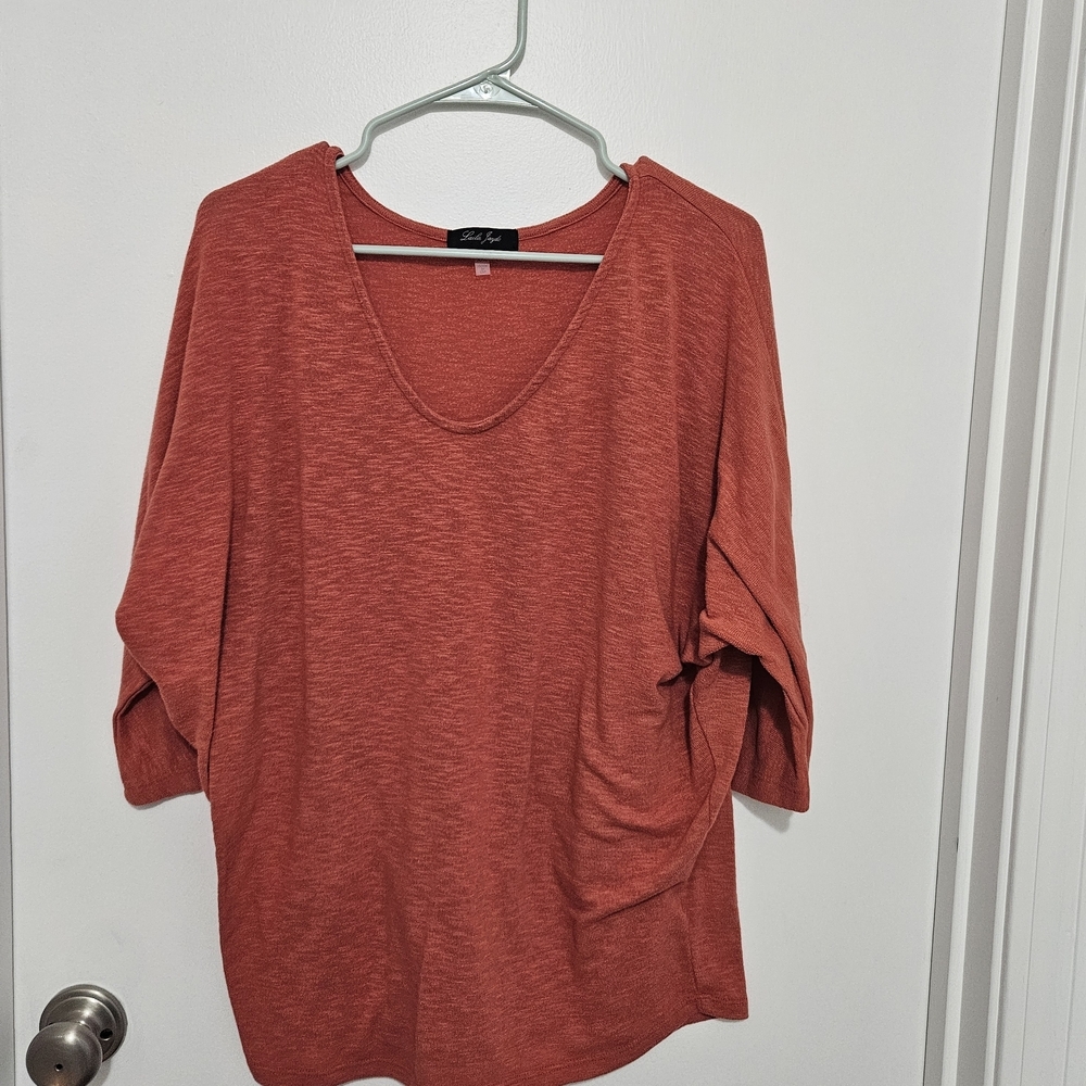 Laila Jayde Rust 3/4 Sleeve Top XXL
